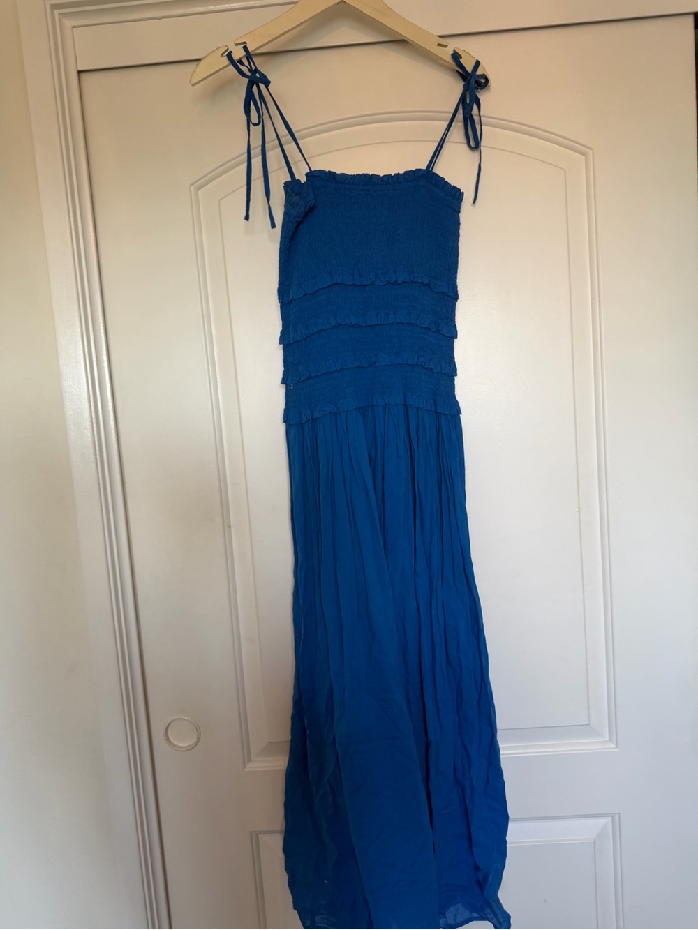 J. Crew Royal Blue Smocked Tie-Shoulder Maxi Dress - Picture 4 of 4